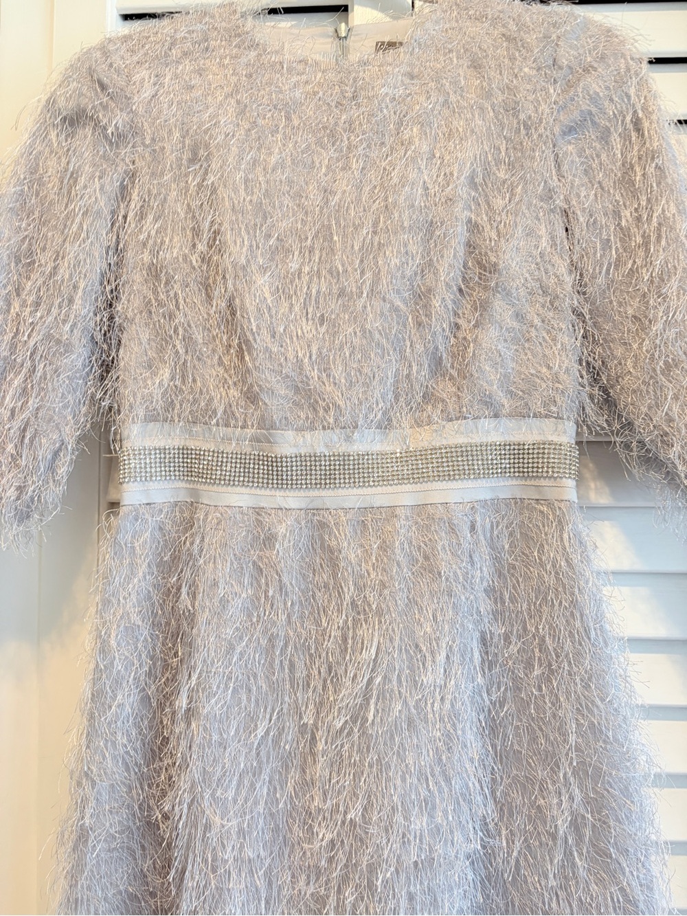 Lev Milano New York dress mother of the bride groom wedding guest, gray fringe S - Picture 7 of 12